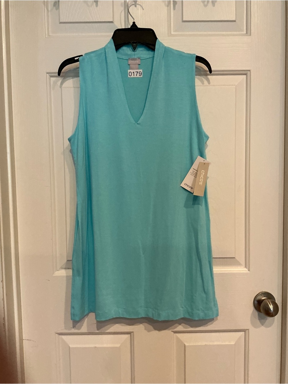Chico's Sleeveless V-Neck Tank in Aqua